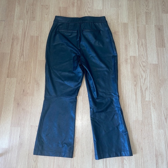 SPANX Black Faux Leather Cropped Pull On Flare Pants Size XL - Picture 7 of 9
